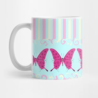 Butterflies And Stripes Pattern Mug